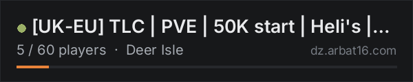 [UK-EU] TLC | PVE | 50K start | Heli's | Bitcoin | Deerisle v6. on the AR16 DayZ server list
