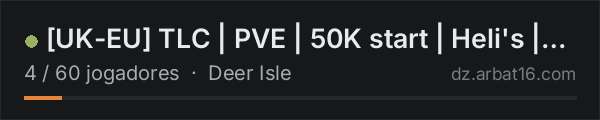 [UK-EU] TLC | PVE | 50K start | Heli's | Bitcoin | Deerisle v6. na lista de servidores de DayZ da AR16