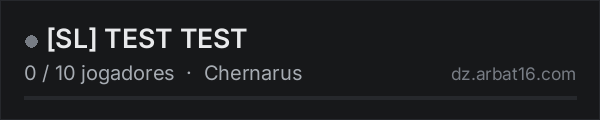 [SL] TEST TEST na lista de servidores de DayZ da AR16