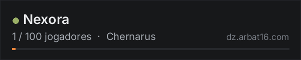Nexora na lista de servidores de DayZ da AR16