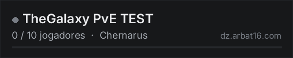 TheGalaxy PvE TEST na lista de servidores de DayZ da AR16