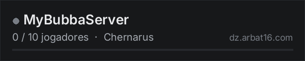 MyBubbaServer na lista de servidores de DayZ da AR16
