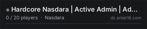 Hardcore Nasdara | Active Admin | Adventure on the AR16 DayZ server list