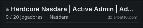 Hardcore Nasdara | Active Admin | Adventure na lista de servidores de DayZ da AR16