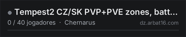 Tempest2 CZ/SK PVP+PVE zones, battlepass na lista de servidores de DayZ da AR16