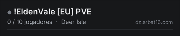 !EldenVale EU PVE na lista de servidores de DayZ da AR16