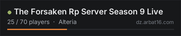 The Forsaken Rp Server Season 9 Live on the AR16 DayZ server list