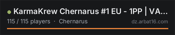 KarmaKrew Chernarus #1 EU - 1PP | VANILLA + MODS on the AR16 DayZ server list