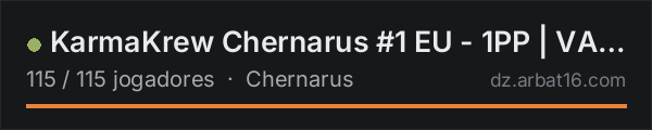 KarmaKrew Chernarus #1 EU - 1PP | VANILLA + MODS na lista de servidores de DayZ da AR16