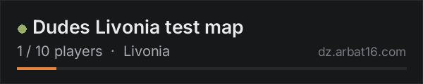 Dudes Livonia test map on the AR16 DayZ server list