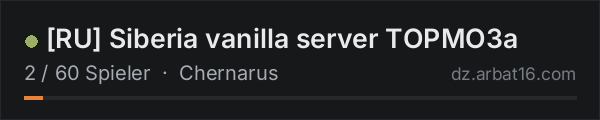 RU Siberia vanilla server TOPMO3a in der DayZ-Serverliste von AR16