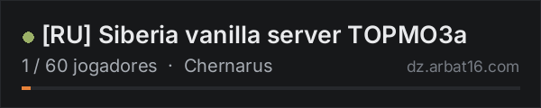 [RU] Siberia vanilla server TOPMO3a na lista de servidores de DayZ da AR16