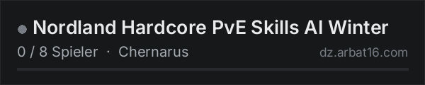 Nordland Hardcore PvE Skills AI Winter in der DayZ-Serverliste von AR16