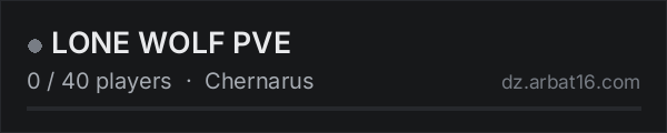 LONE WOLF PVE on the AR16 DayZ server list