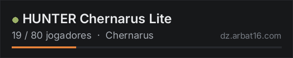 HUNTER Chernarus Lite na lista de servidores de DayZ da AR16