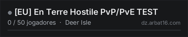 [EU] En Terre Hostile PvP/PvE TEST na lista de servidores de DayZ da AR16