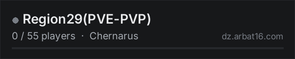 Region29(PVE-PVP) on the AR16 DayZ server list