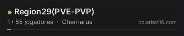 Region29(PVE-PVP) na lista de servidores de DayZ da AR16