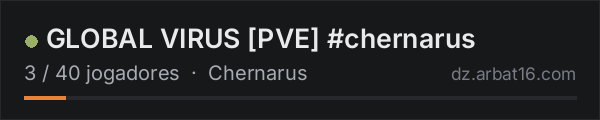 GLOBAL VIRUS PVE #chernarus na lista de servidores de DayZ da AR16