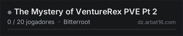 The Mystery of VentureRex PVE Pt 2 na lista de servidores de DayZ da AR16