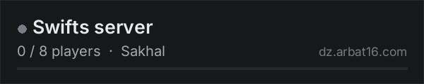 Swifts server on the AR16 DayZ server list
