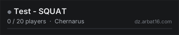 Test - SQUAT on the AR16 DayZ server list