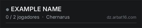 EXAMPLE NAME na lista de servidores de DayZ da AR16