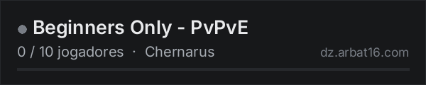Beginners Only - PvPvE na lista de servidores de DayZ da AR16