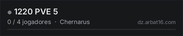 1220 PVE 5 na lista de servidores de DayZ da AR16