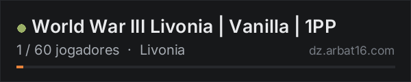 World War III Livonia | Vanilla | 1PP na lista de servidores de DayZ da AR16