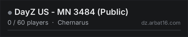 DayZ US - MN 3484 (Public) on the AR16 DayZ server list
