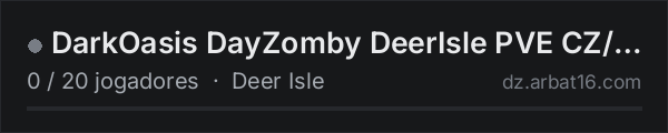 DarkOasis DayZomby DeerIsle PVE CZ/SK na lista de servidores de DayZ da AR16
