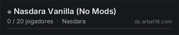 Nasdara Vanilla (No Mods) na lista de servidores de DayZ da AR16