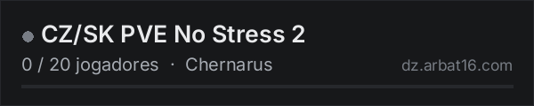 CZ/SK PVE No Stress 2 na lista de servidores de DayZ da AR16