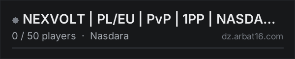 NEXVOLT | PL/EU | PvP | 1PP | NASDARA | SNAFU | MMG | RAG BaseB on the AR16 DayZ server list