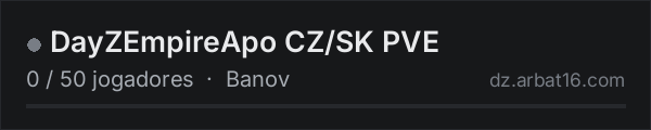 DayZEmpireApo CZ/SK PVE na lista de servidores de DayZ da AR16