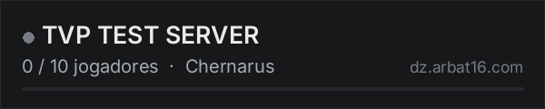 TVP TEST SERVER na lista de servidores de DayZ da AR16