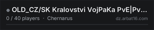 OLD_CZ/SK Kralovstvi VojPaKa PvE|PvP WIPE 21.06. on the AR16 DayZ server list