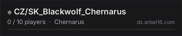 CZ/SK_Blackwolf_Chernarus on the AR16 DayZ server list