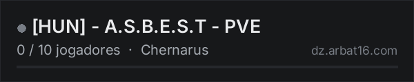 [HUN] - A.S.B.E.S.T - PVE na lista de servidores de DayZ da AR16