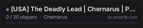 [USA] The Deadly Lead | Chernarus | PvP | Traders | Expansion | on the AR16 DayZ server list