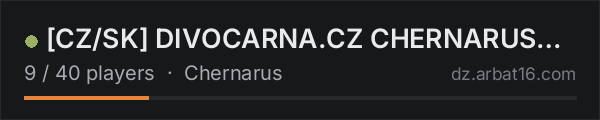 [CZ/SK] DIVOCARNA.CZ CHERNARUS PvE/PvP TraderX | RagBB on the AR16 DayZ server list