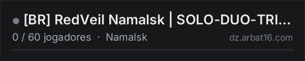 [BR] RedVeil Namalsk | SOLO-DUO-TRIO | RAID | VANILLA+ na lista de servidores de DayZ da AR16