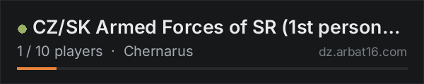 CZ/SK Armed Forces of SR (1st person only) on the AR16 DayZ server list