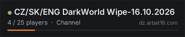 CZ/SK/ENG DarkWorld Wipe-16.10.2026 on the AR16 DayZ server list