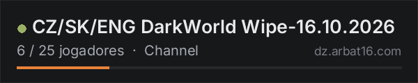 CZ/SK/ENG DarkWorld Wipe-16.10.2026 na lista de servidores de DayZ da AR16