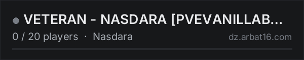 VETERAN - NASDARA [PVEVANILLABADLANDSEU] on the AR16 DayZ server list