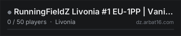 RunningFieldZ Livonia #1 EU-1PP | Vanilla + on the AR16 DayZ server list