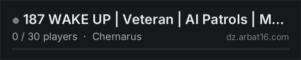 187 WAKE UP | Veteran | AI Patrols | Meat Is Money | Drops on the AR16 DayZ server list