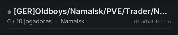 [GER]Oldboys/Namalsk/PVE/Trader/No Cars/Airdrop/AI Bots na lista de servidores de DayZ da AR16